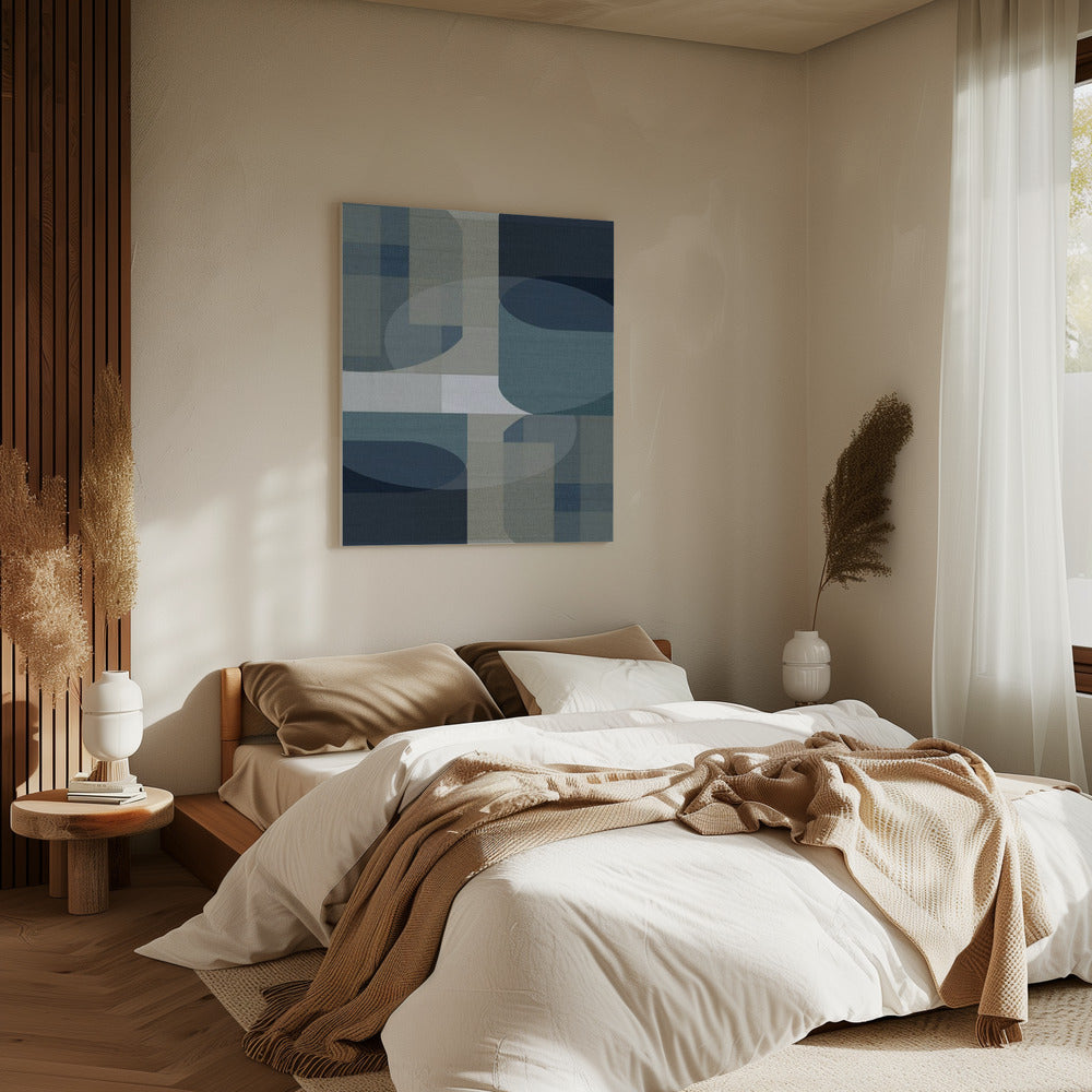 Gewebte blaue Schichten 5 | Leinwand