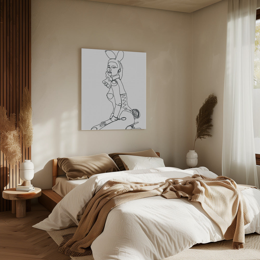 Line Drawing of Bunny Lady | Canvas