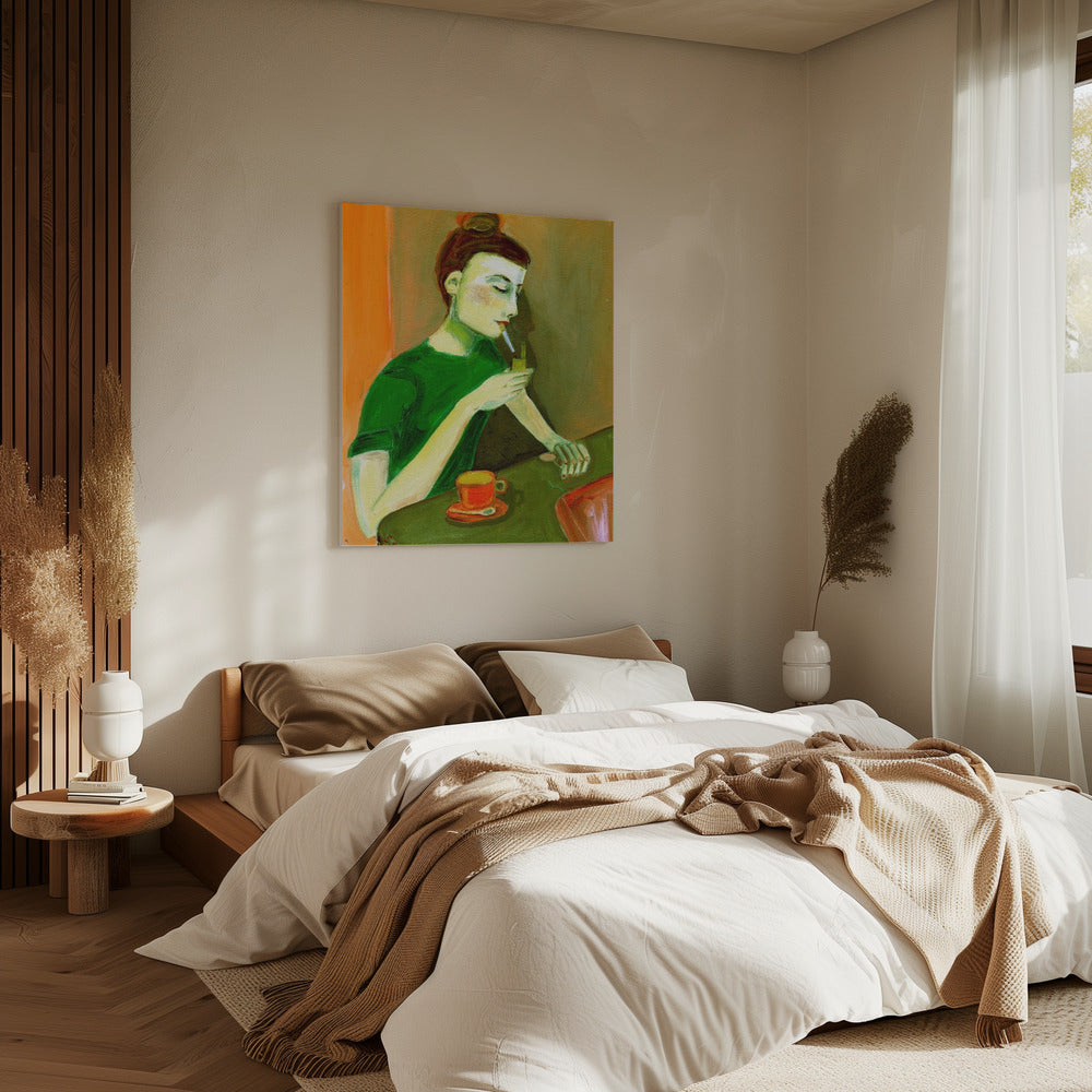 Dame zündet Zigarette an | Leinwand