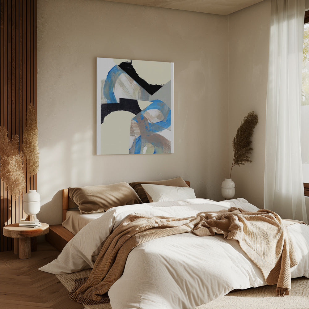 Blau Neutral Beige Schwarz 1 | Leinwand