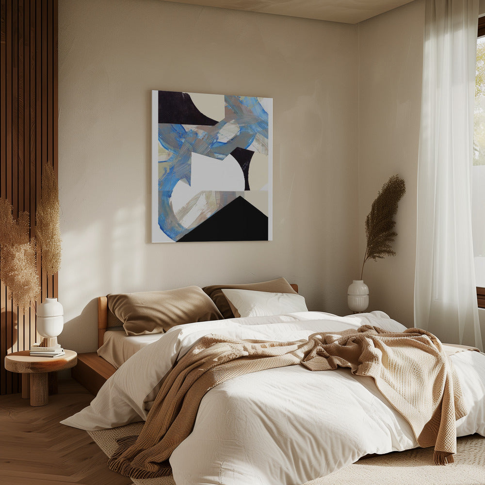 Blau Neutral Beige Schwarz 2 | Leinwand