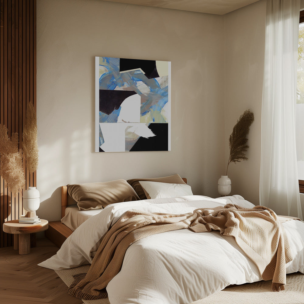 Blau Neutral Beige Schwarz 3 | Leinwand