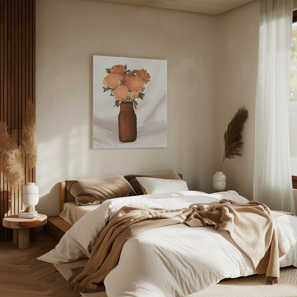 Vase of Flowers in Peach | Canvas