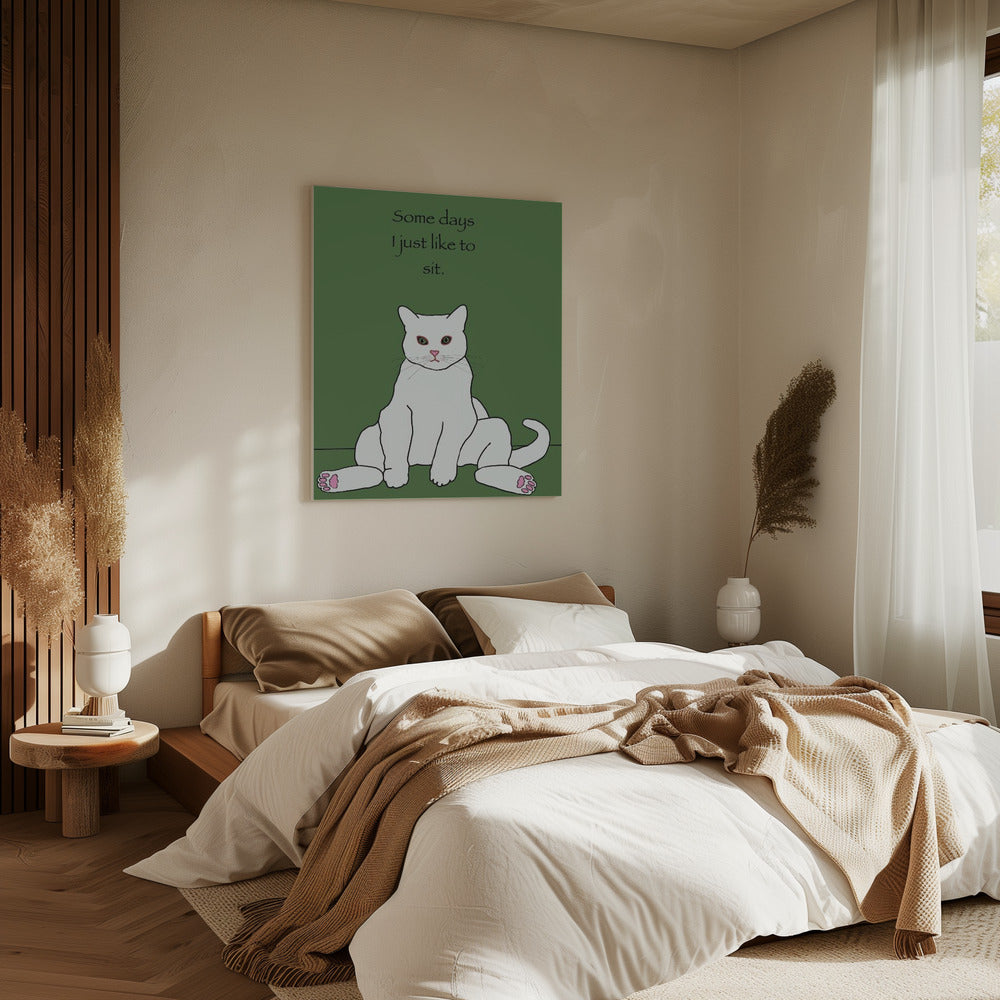 Weiße Katze mit Zitat | Leinwand