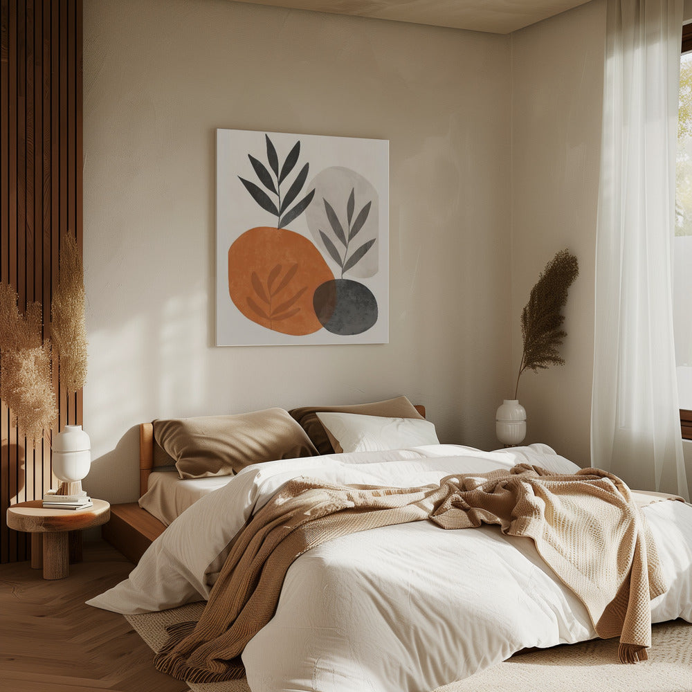 Gemalte Formen und Pflanzen 3 | Leinwand