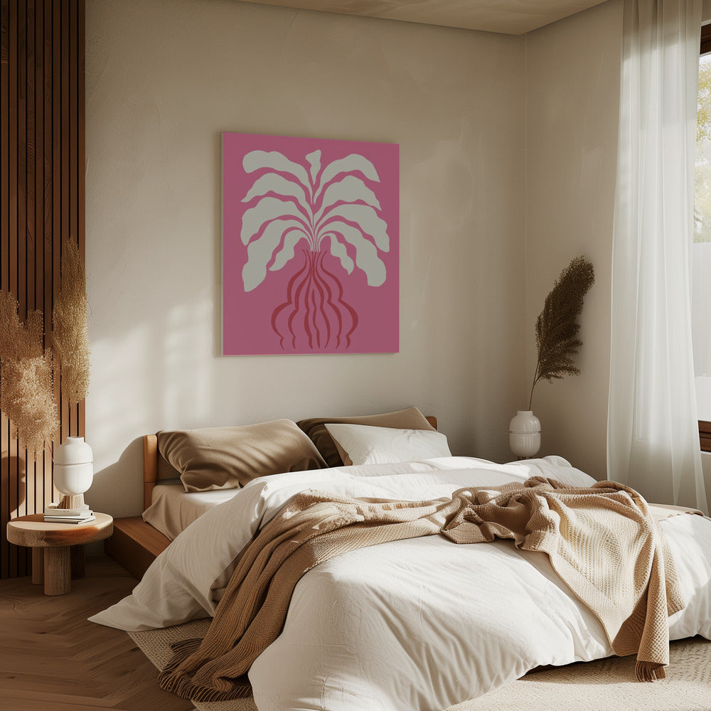 Minimalistisches Blatt und Vase | Leinwand