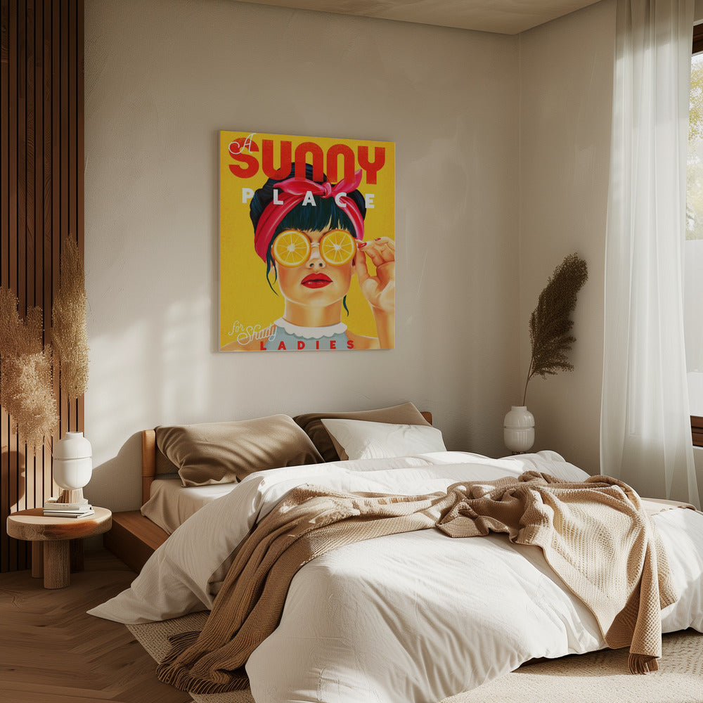 Ein sonniger Ort für schattige Damen Orange Pinup Art | Leinwand