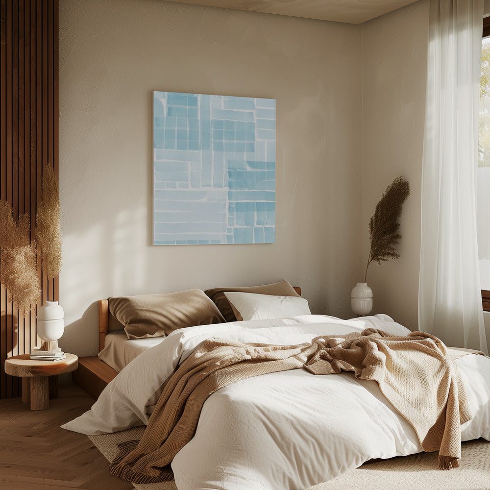 Hellblaues Aquarell-Gitter 2 | Leinwand