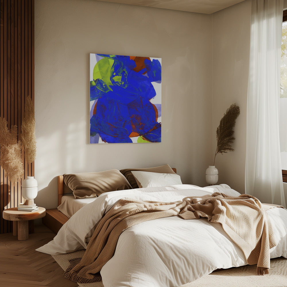 Kobaltblau Lila Gelb Chartreuse Orange Neutral Weiß Abstrakt 1 | Leinwand