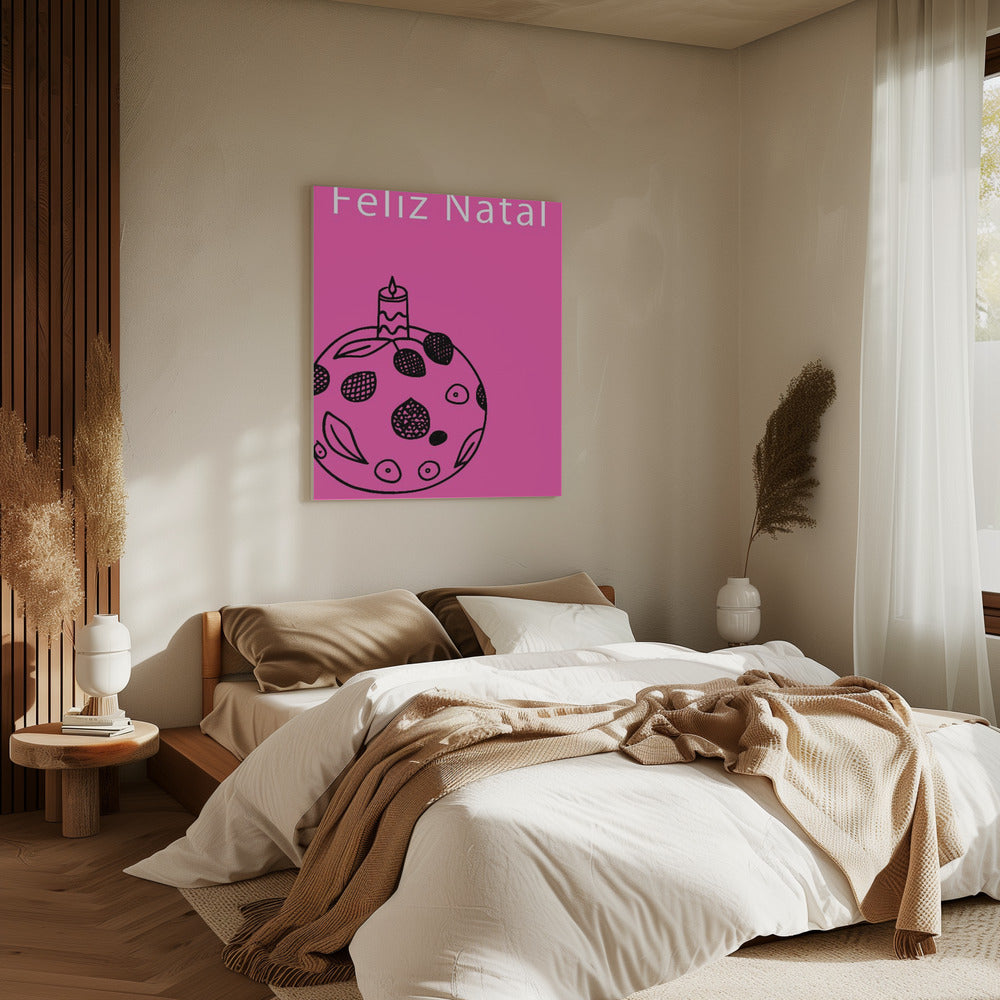 Schleifen und Kugeln: Feliz Natal Weihnachten | Leinwand