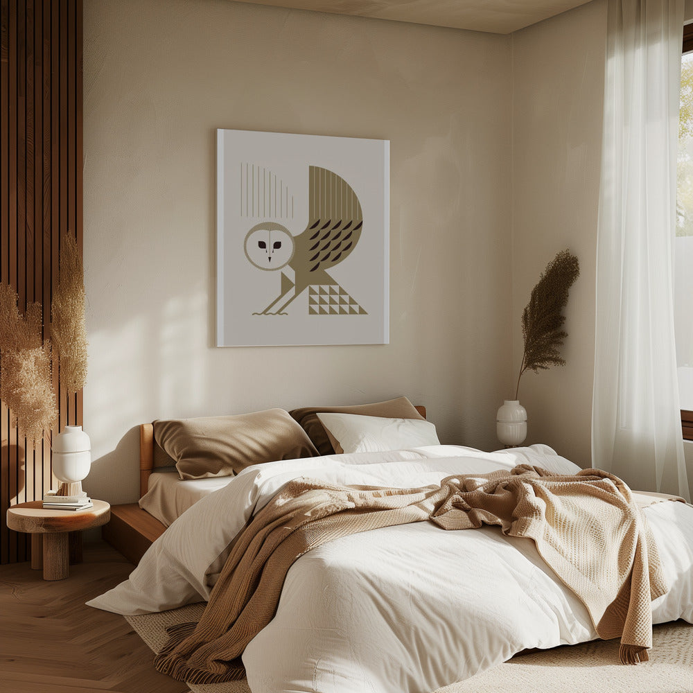 Golden Animals - Schleiereule (Weiß) | Leinwand
