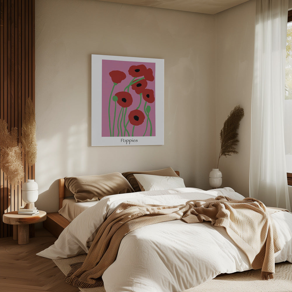 Poppies Flowers pink and red | Canvas