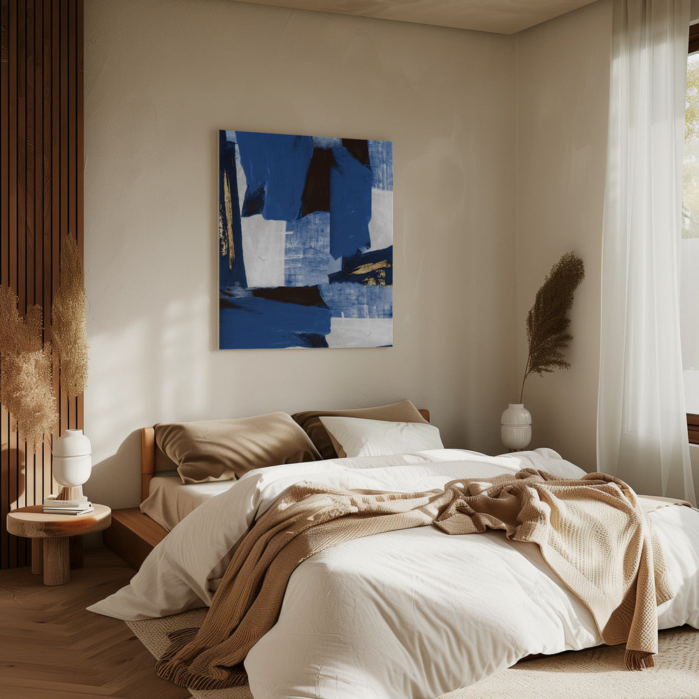 Marineblaue Goldformen 1 | Leinwand