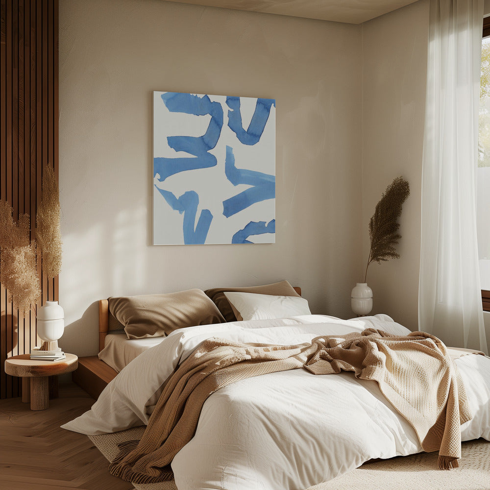 Abstrakter blauer Pinselstrich-Kunstdruck Nr. 2 | Leinwand