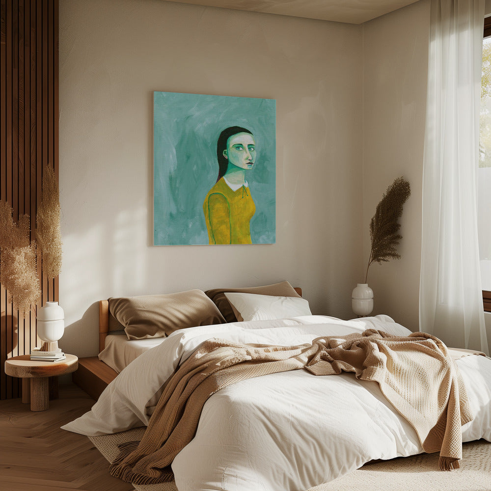 Dame im gelben Kleid | Leinwand