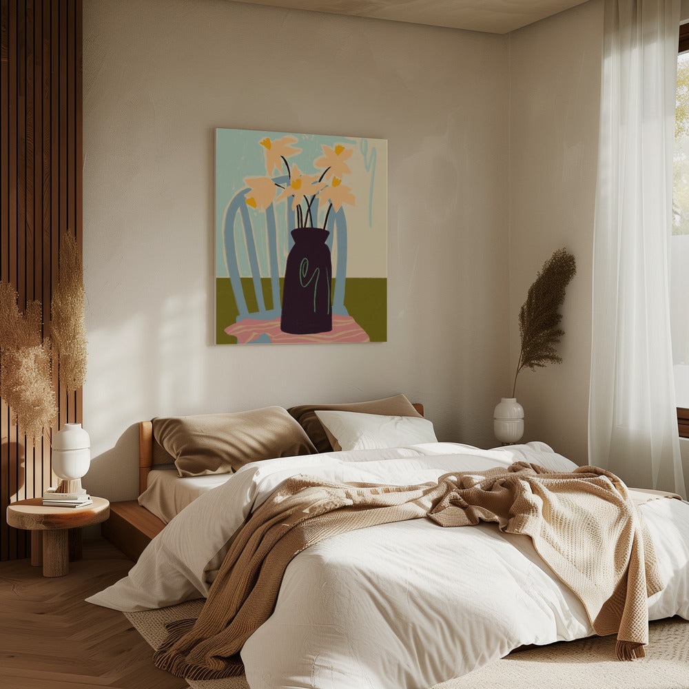 Minimalistisches Stillleben mit Blumen | Leinwand