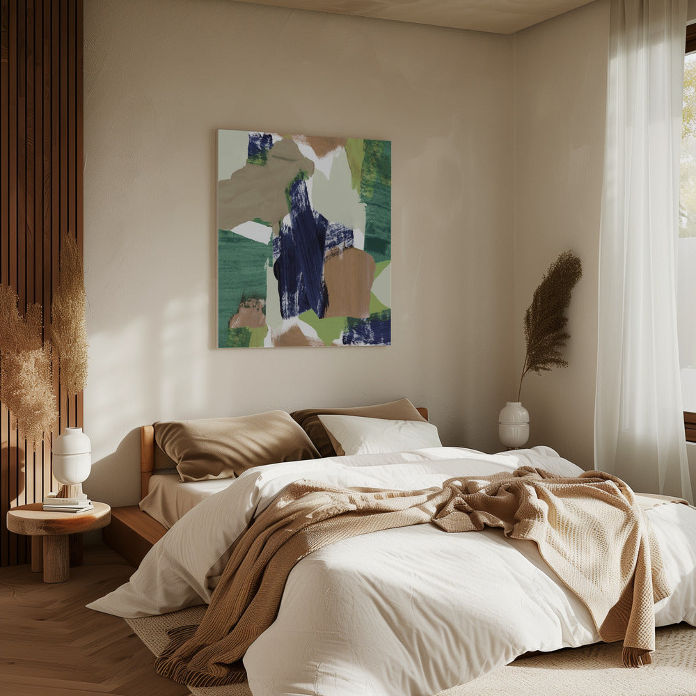 Abstrakt Blau Grün Beige Nr. 2 | Leinwand