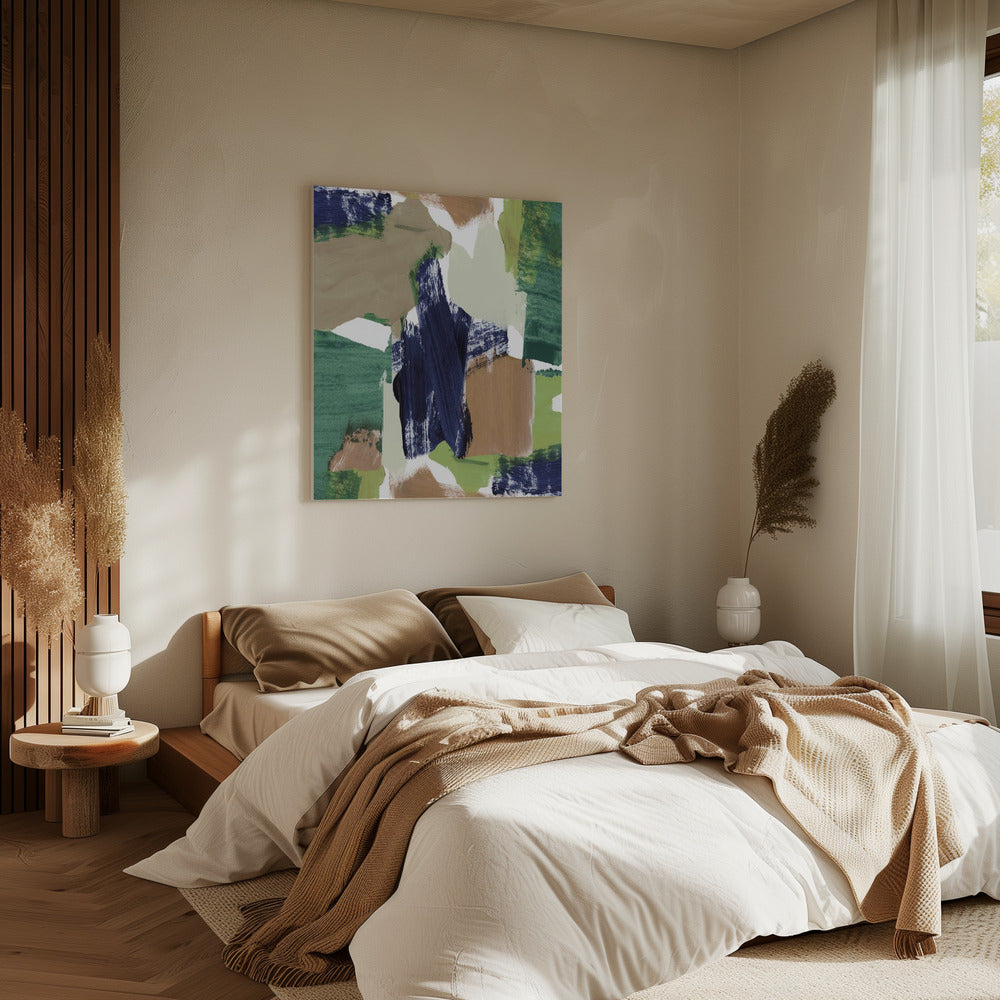 Abstrakt Blau Grün Beige Nr. 1 | Leinwand