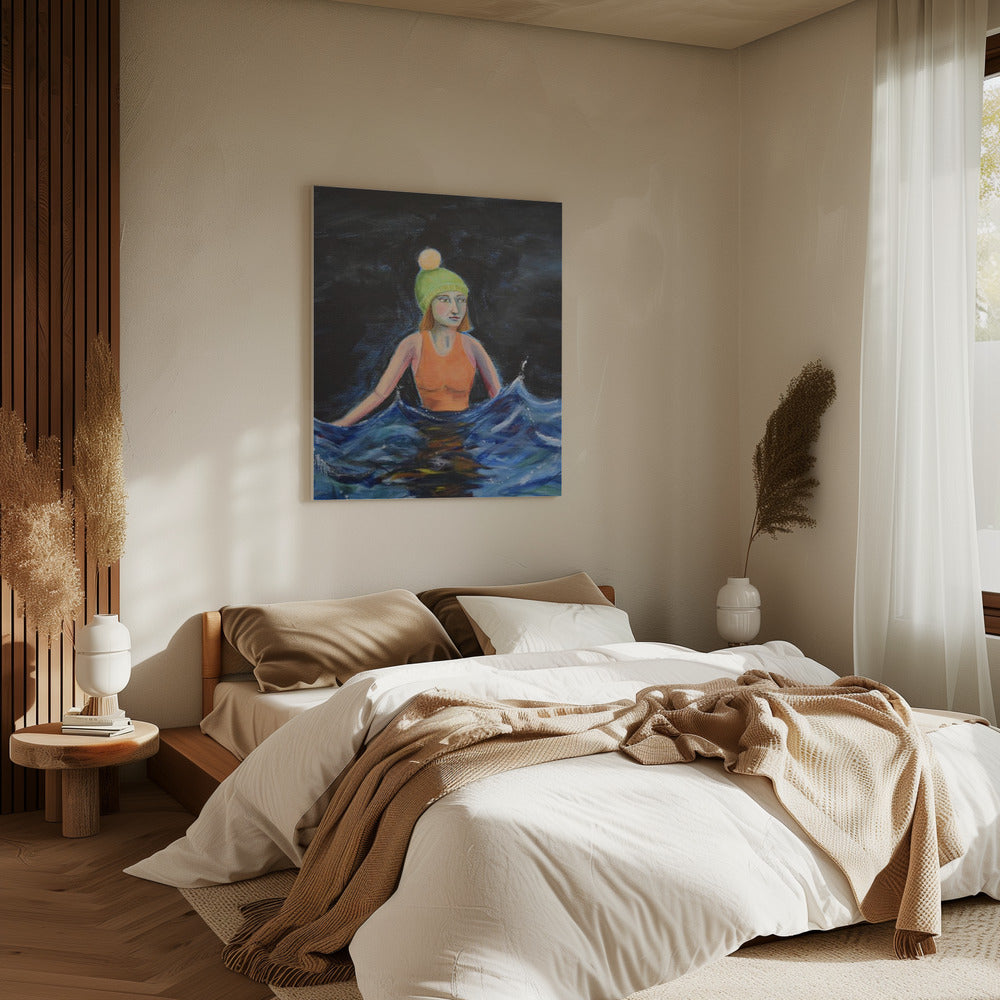 Wildes Schwimmen im Ozean | Leinwand