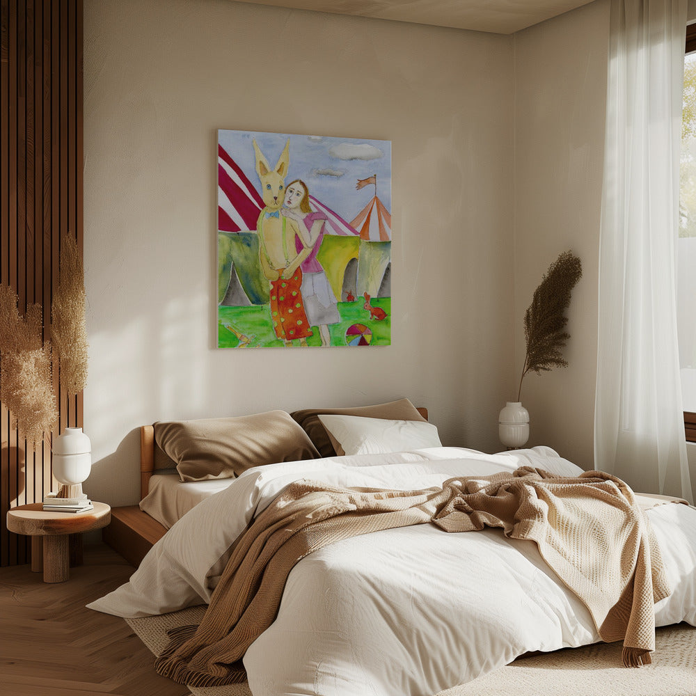 Zirkusartisten mit Kaninchen | Leinwand