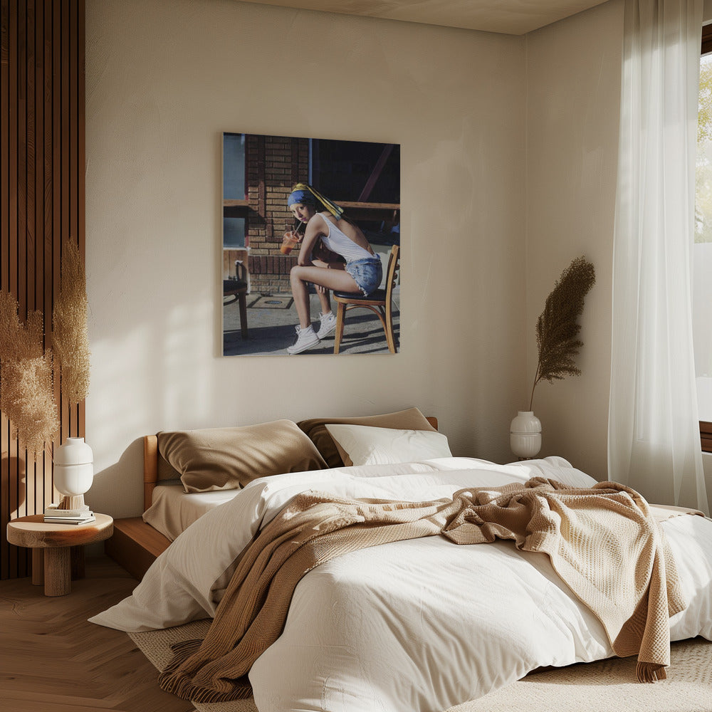 Mädchen mit Perlenohrring Chillout Stimmung | Leinwand