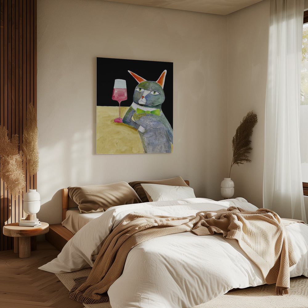 Barkatze mit Fliege | Leinwand