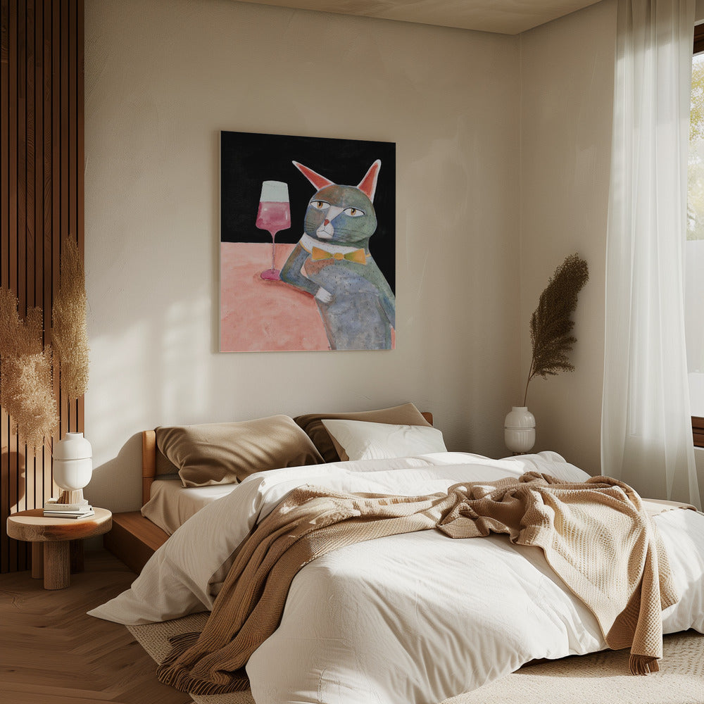 Barkatze mit Fliege | Leinwand