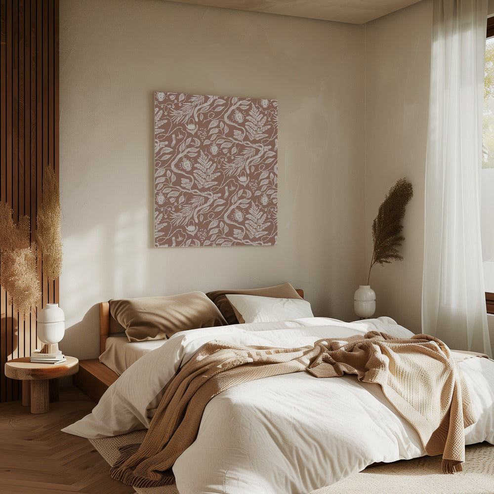 Cabincore Scene Pattern - Mocha Mousse | Canvas