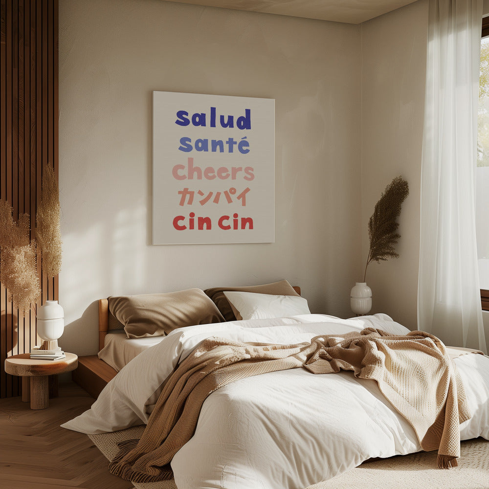 Prost Typografie - Salud Santé Prost Kanpai Cin cin | Leinwand