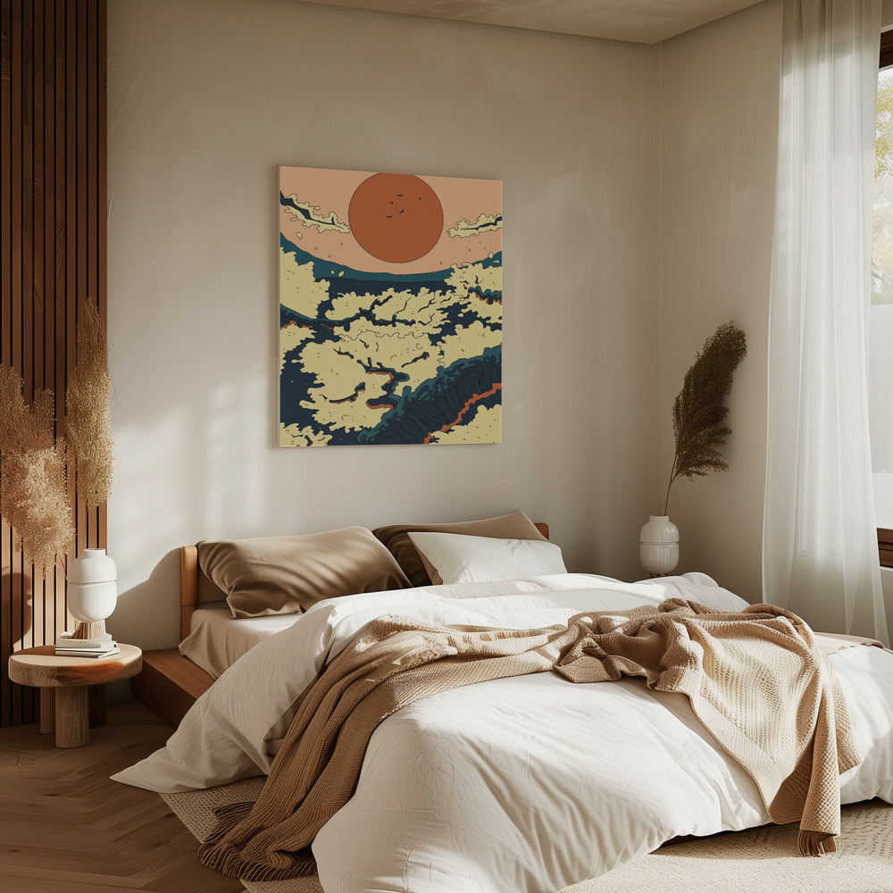 Abstrakter japanischer Sonnenuntergang | Leinwand