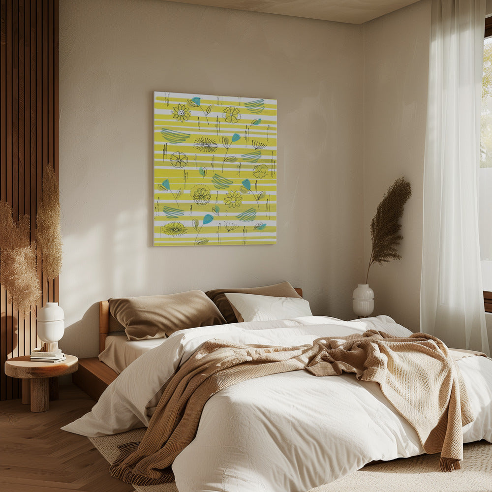 Streifen und Blumen | Leinwand