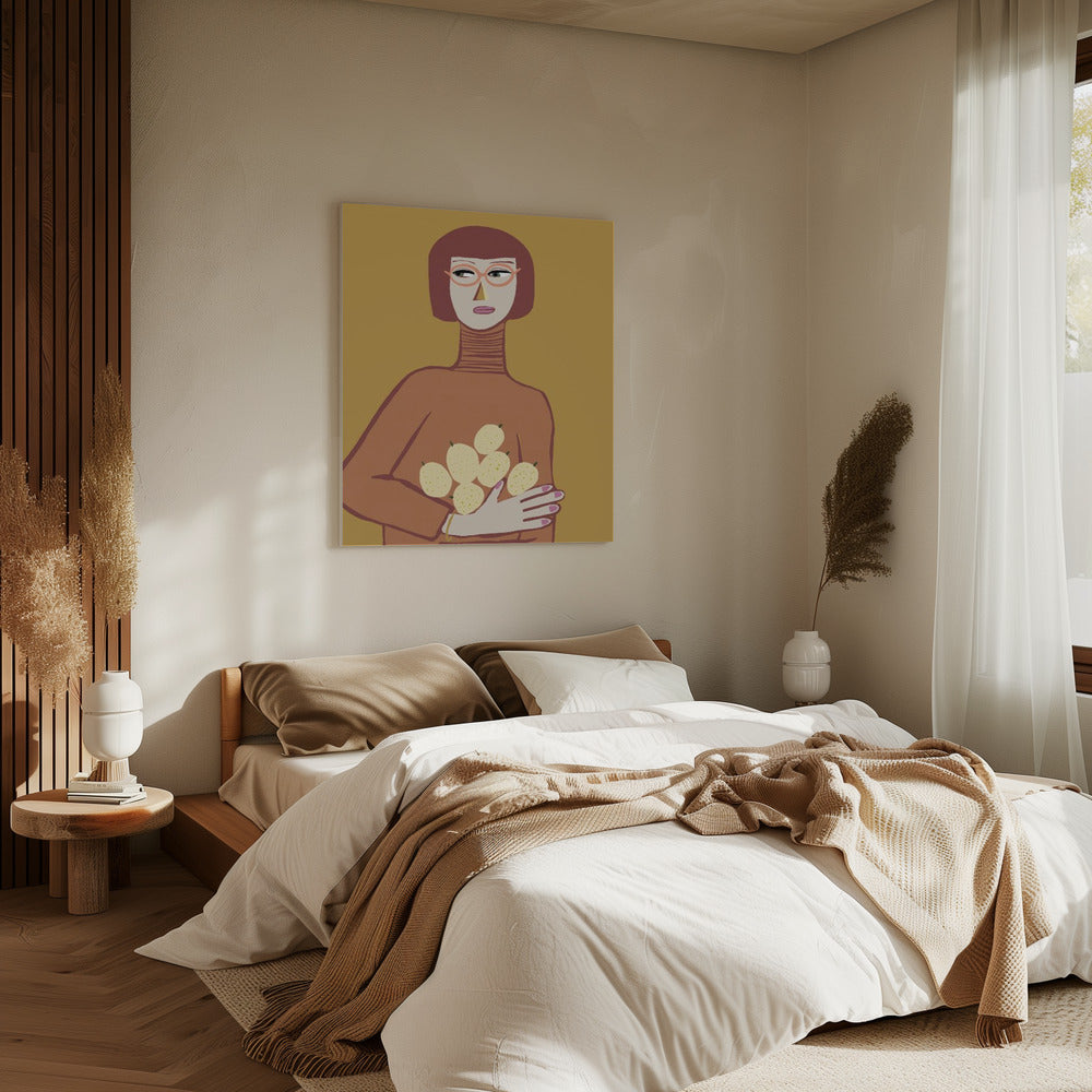 Dame mit Zitronen | Leinwand