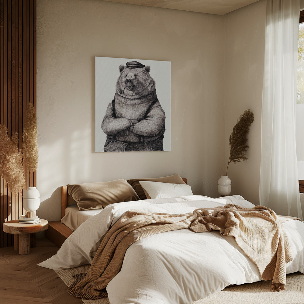 Bär im Vintage-Outfit | Leinwand