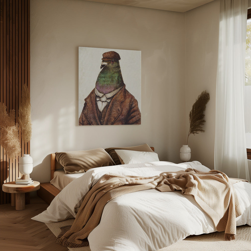 Taube in Vintage-Kleidung | Leinwand