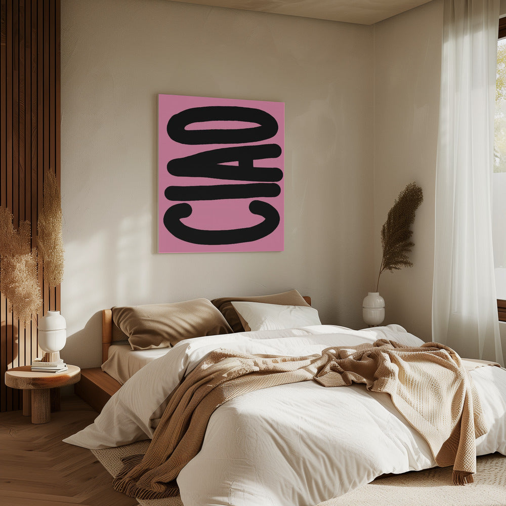 Fette schwarze Typografie auf rosa | Leinwand
