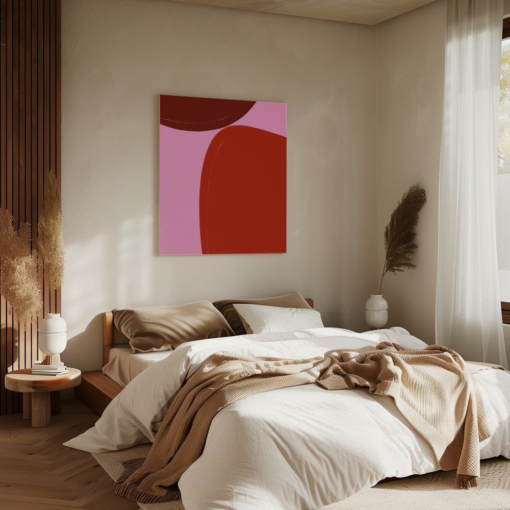 Gebogene rote Formen | Leinwand