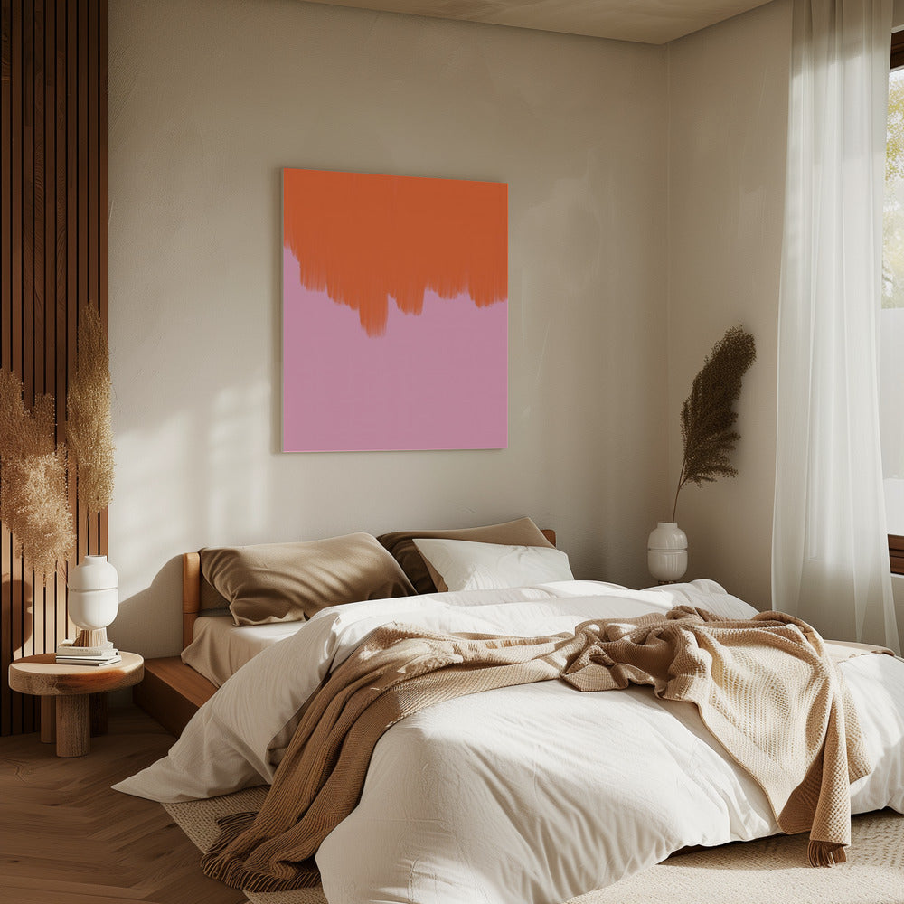 Orange über Blüte | Leinwand
