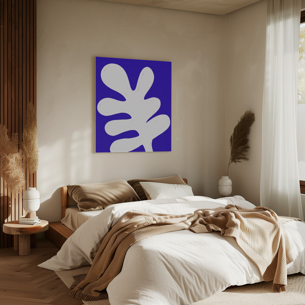 Blatt auf blauer Leinwand | Leinwand