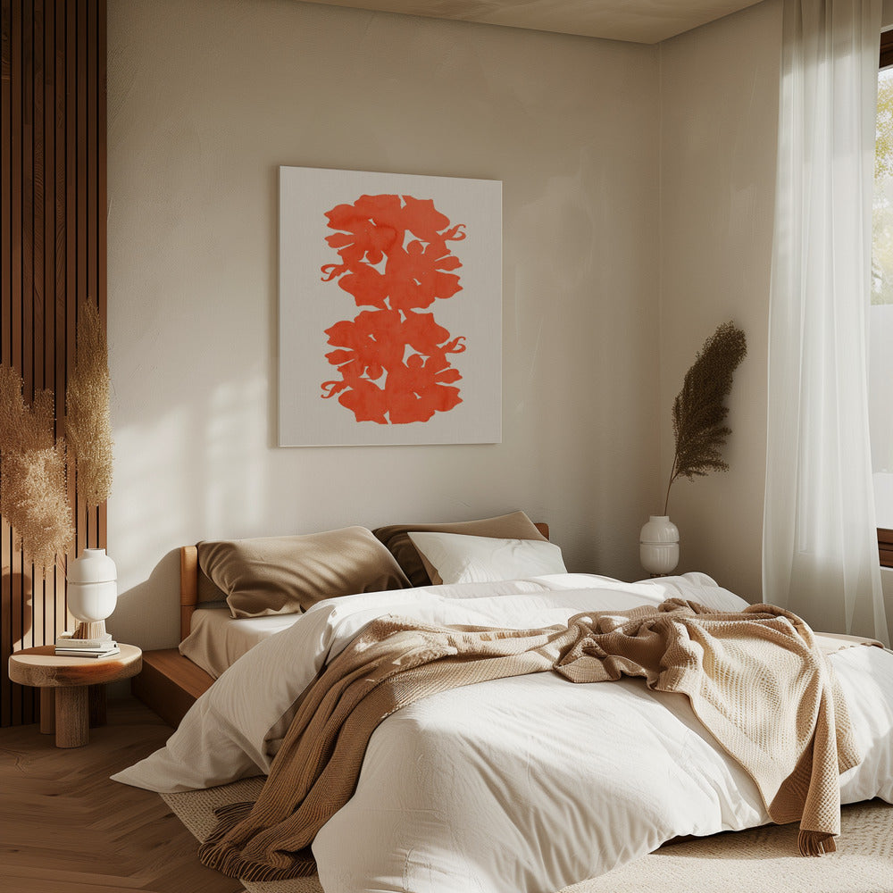 Orange Blumensilhouetten | Leinwand