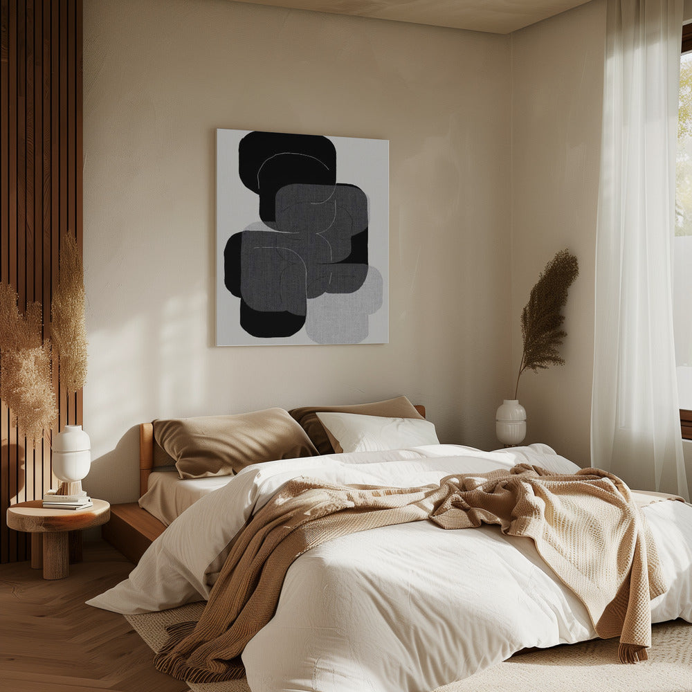 Abstrakte Formen in Schwarz, Grau und Weiß | Leinwand