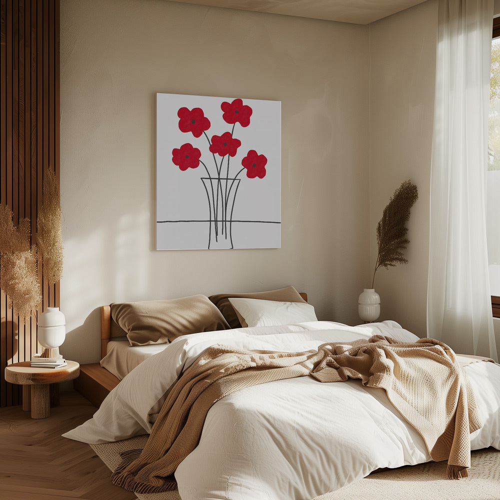 Mohnblumen in Vase | Leinwand