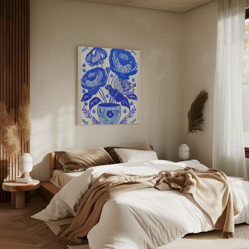 Blaue Blütenvase | Leinwand