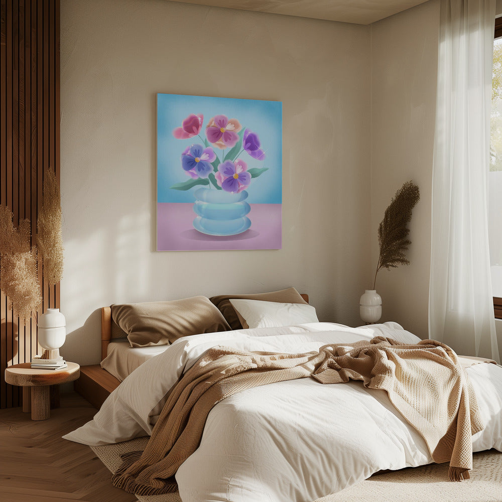Blütenblätter in blauer Vase | Leinwand