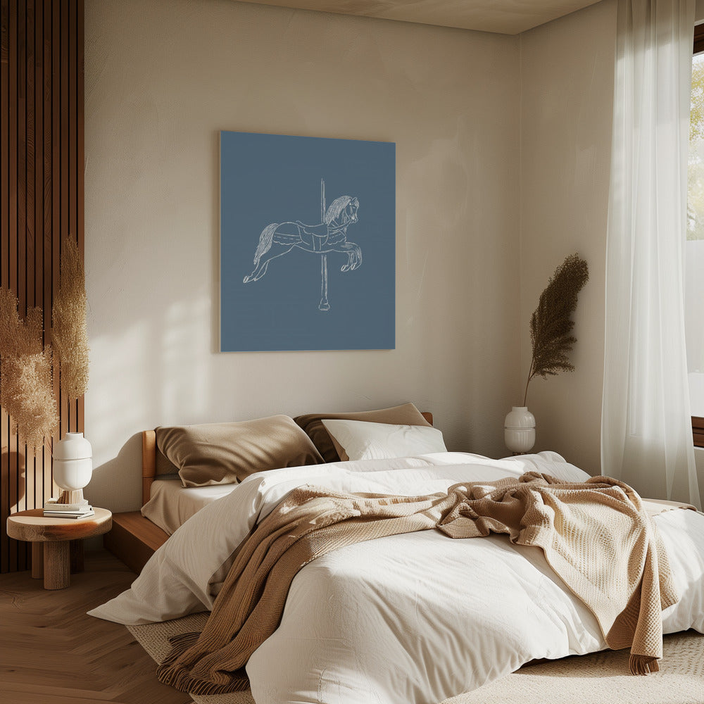 Zirkuspferd Vintage Blau | Leinwand