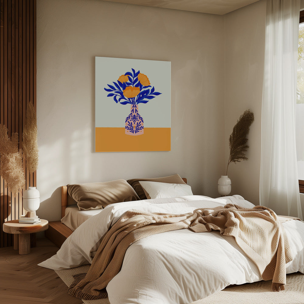Orange Mohnblumen in einer Vase | Leinwand