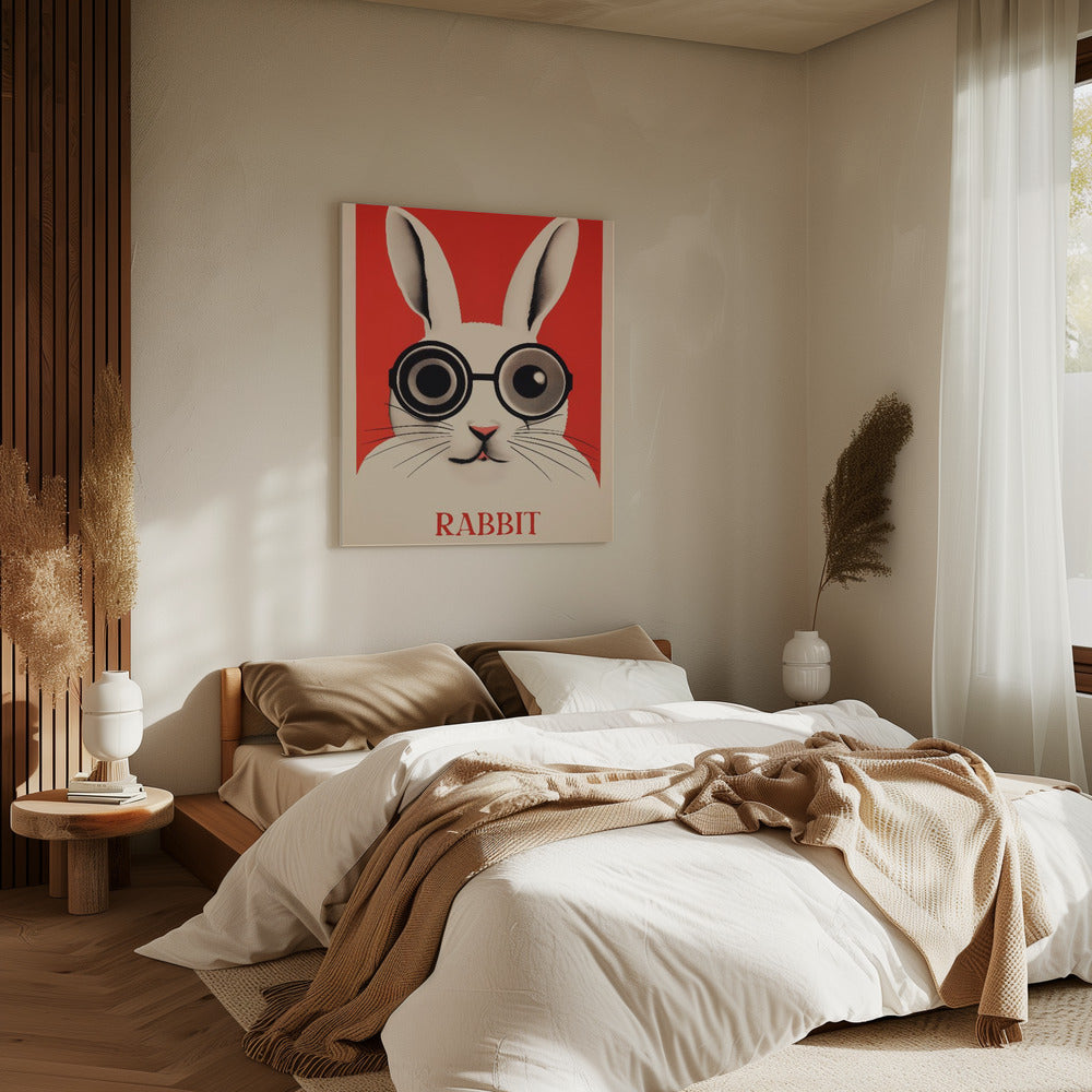 Kaninchen mit übergroßer Brille | Leinwand