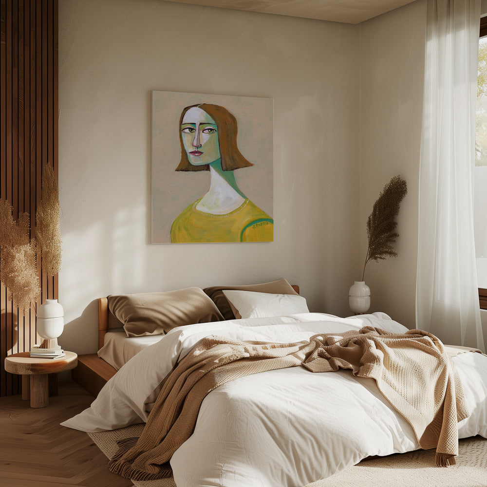 Brünette Dame mit dem Look | Leinwand
