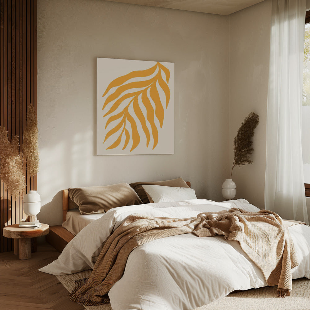 Gelbe Silhouette Strukturierter Zweig | Leinwand
