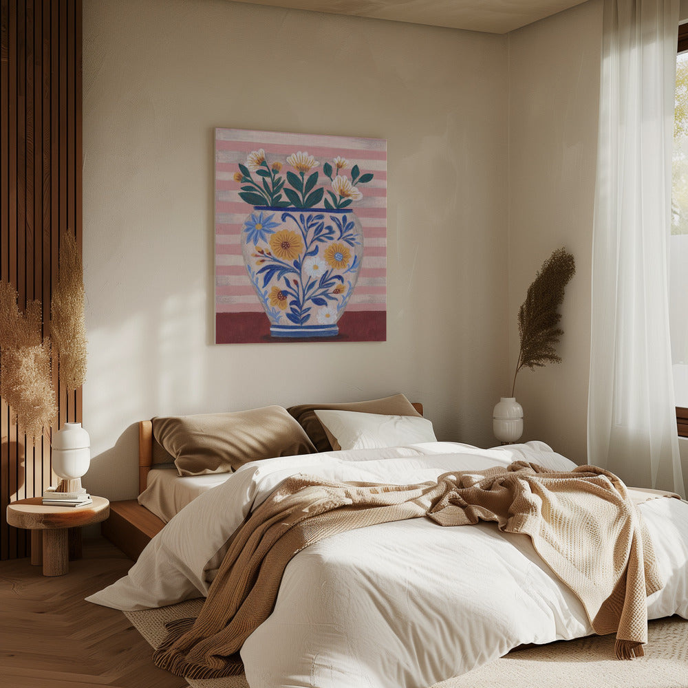 Blumen in Pastell und Streifen | Leinwand