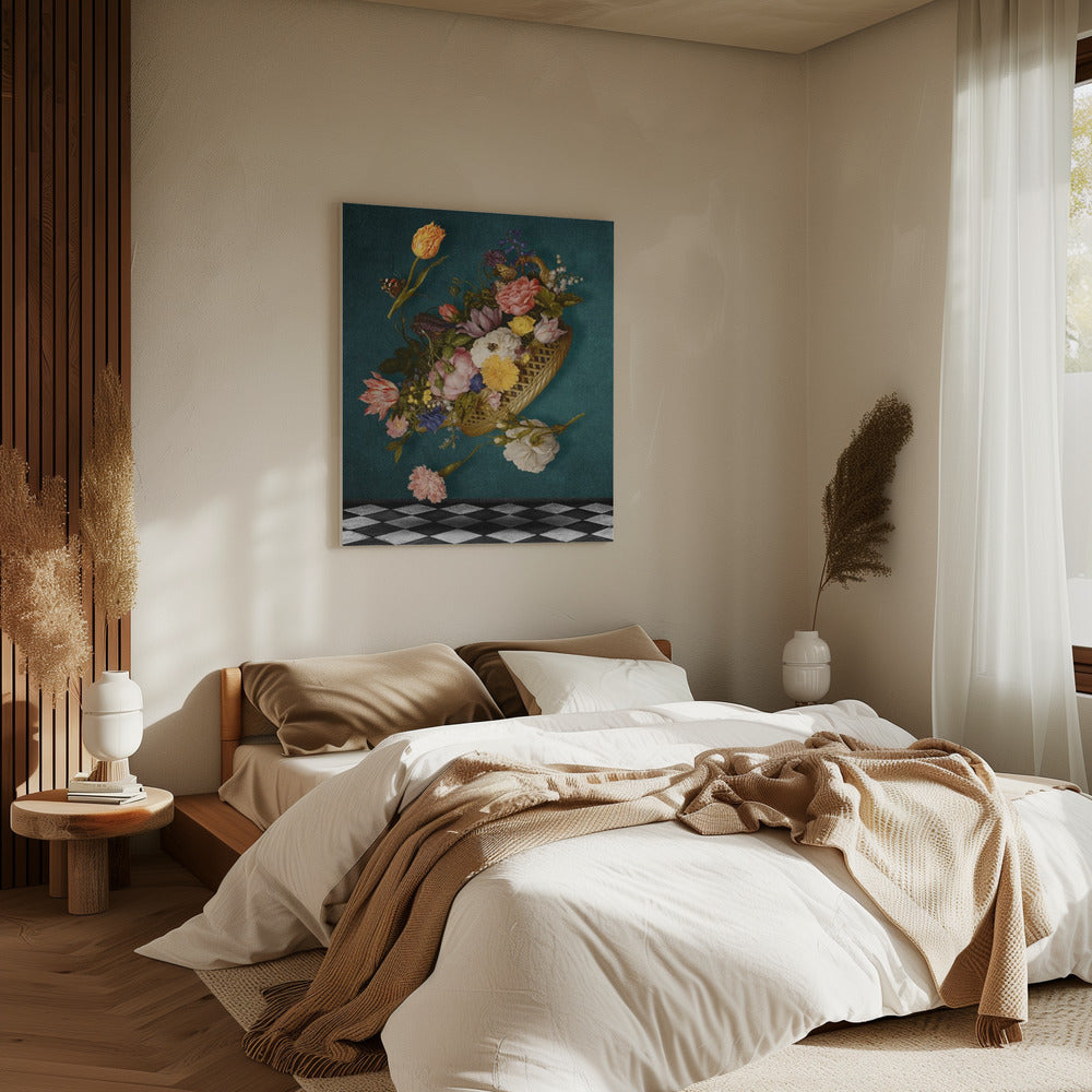 Schwebender Blumenkorb | Leinwand